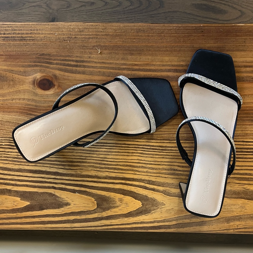 The Drop Avery black Rhinestone size 9.5